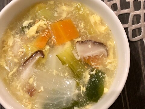 野菜たっぷり☆中華風とろ〜り玉子スープ